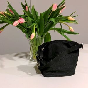 United Colors of Benetton Y2K-inspired small shoulder bag, black UCB logo fabric